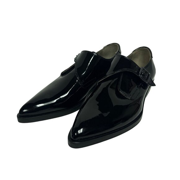 AllSaints Keith Monk Men's Shoes Patent Leather Roller Buckle Black Size 8 NEW - Picture 3 of 8